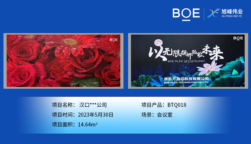 漢口***公司安裝調試完成！ 尺寸:7.04*2.08m ；像素點:3784*1118